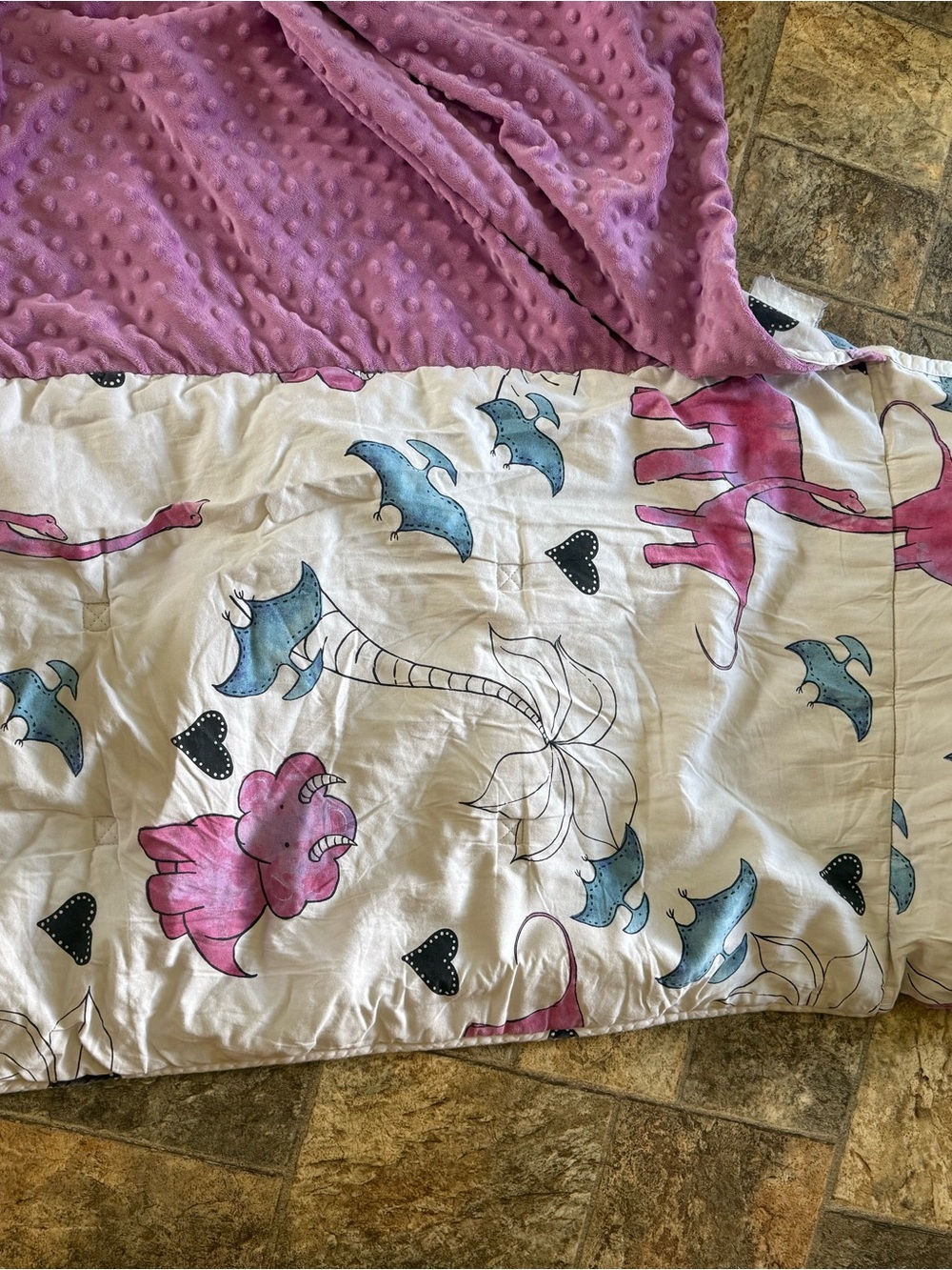 Pink Unicorn Print Reversible Kids Throw Blanket